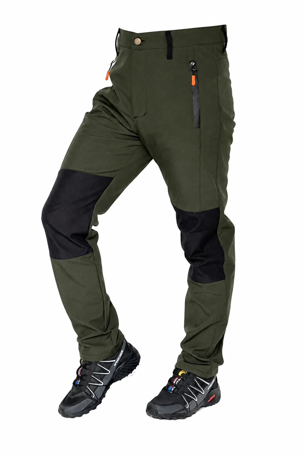 Haki Siyah Polarlı Softshell Pantolon &mdash; &ccedil;apraz g&ouml;r&uuml;n&uuml;m