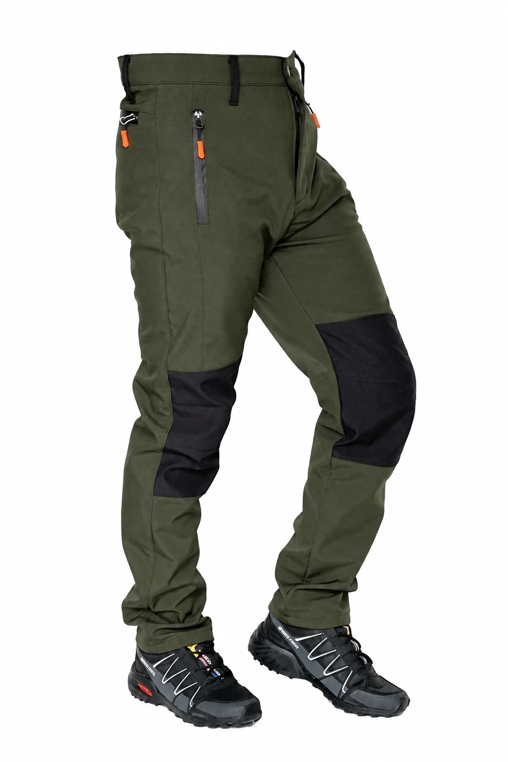 Haki Siyah Polarlı Softshell Pantolon &mdash; &ccedil;apraz g&ouml;r&uuml;n&uuml;m
