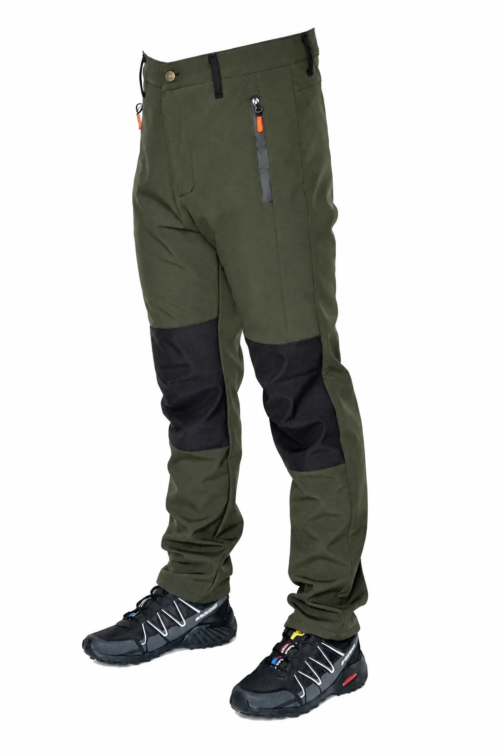 Haki Siyah Polarlı Softshell Pantolon &mdash; yan g&ouml;r&uuml;n&uuml;m