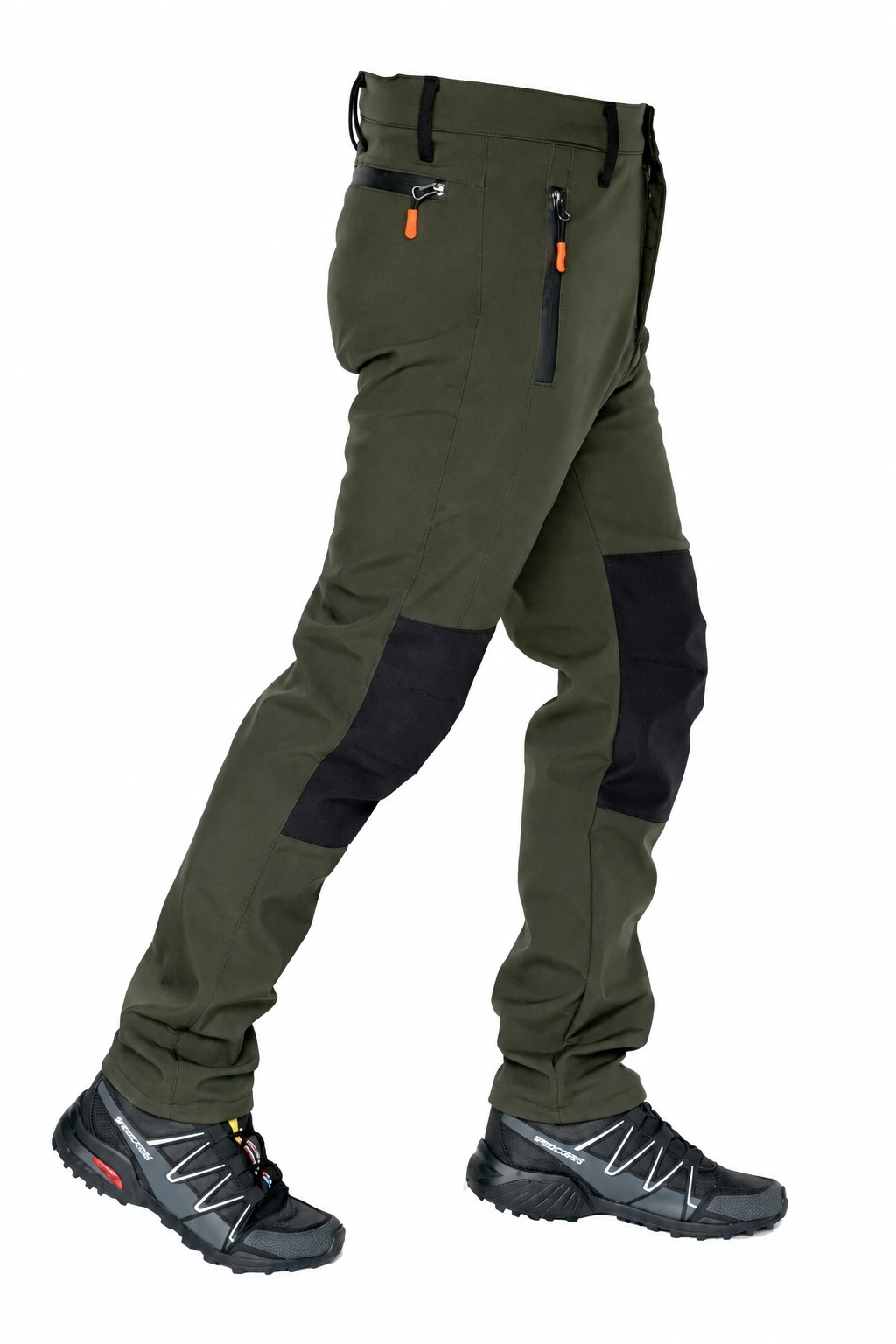 Haki Siyah Polarlı Softshell Pantolon &mdash; yan g&ouml;r&uuml;n&uuml;m