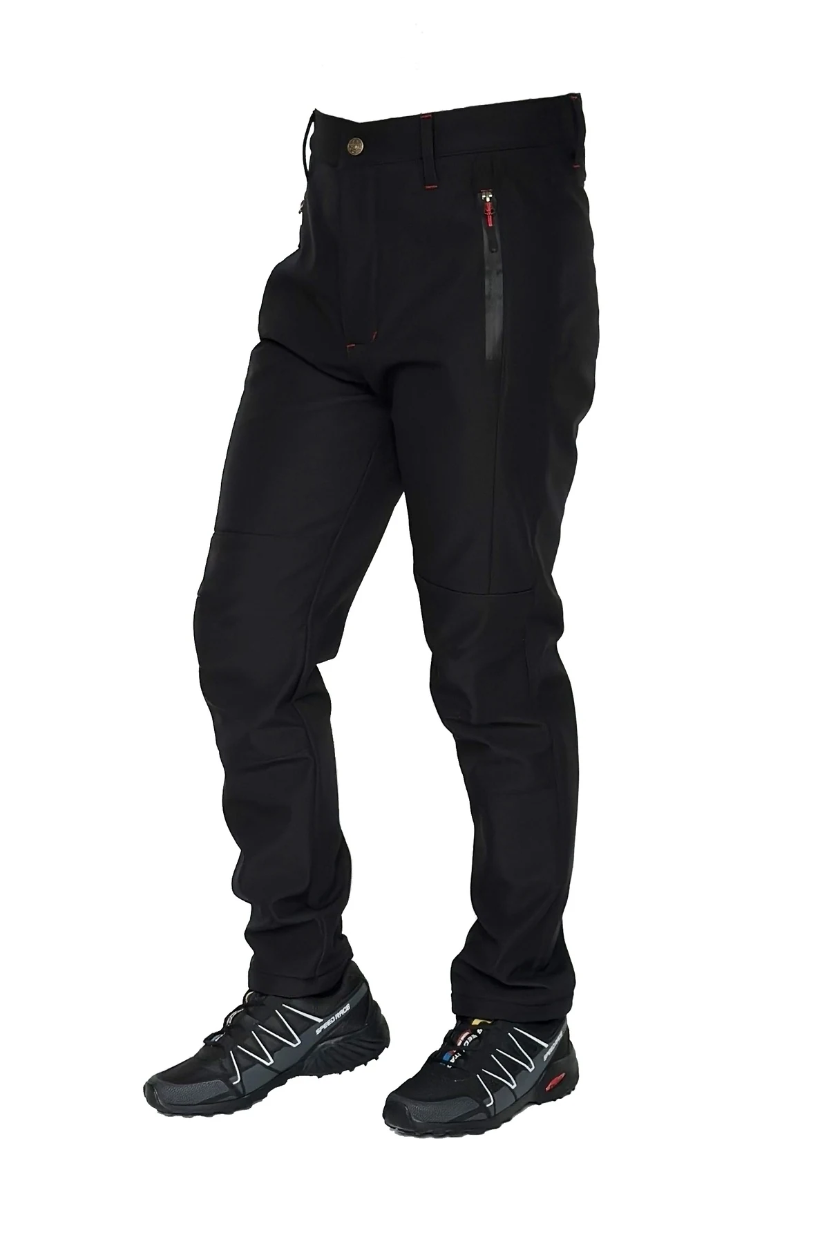 Siyah Polarlı Softshell Pantolon &mdash; &ccedil;apraz g&ouml;r&uuml;n&uuml;m