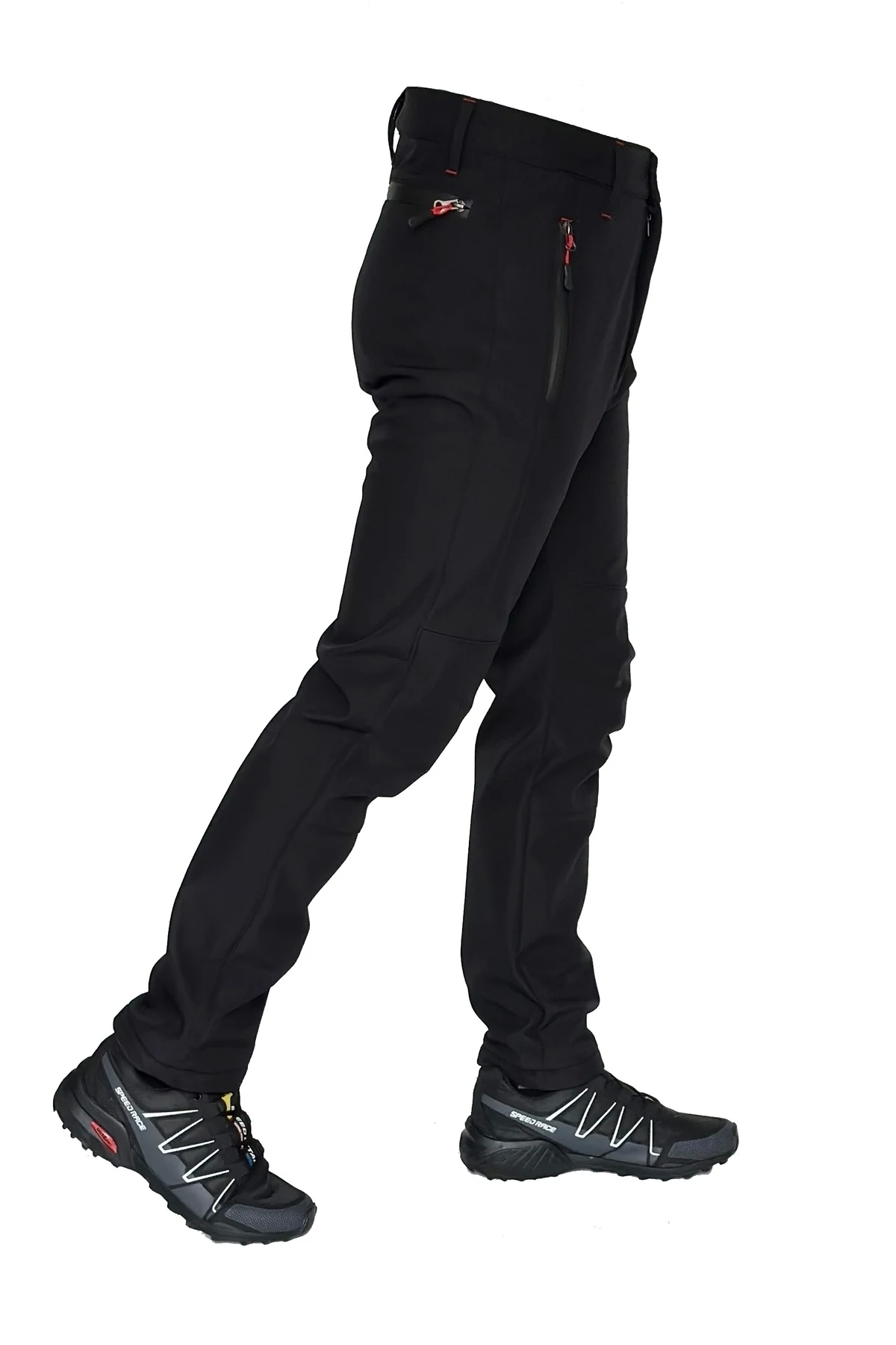 Siyah Polarlı Softshell Pantolon &mdash; yan g&ouml;r&uuml;n&uuml;m